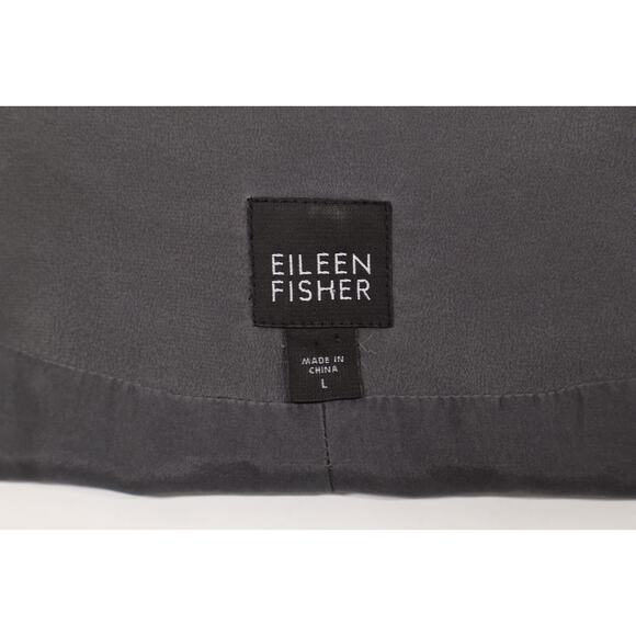 Eileen Fisher Women's Silk Open Front Blazer Tie Front Long Sleeve Gray Sz L - Picture 7 of 10